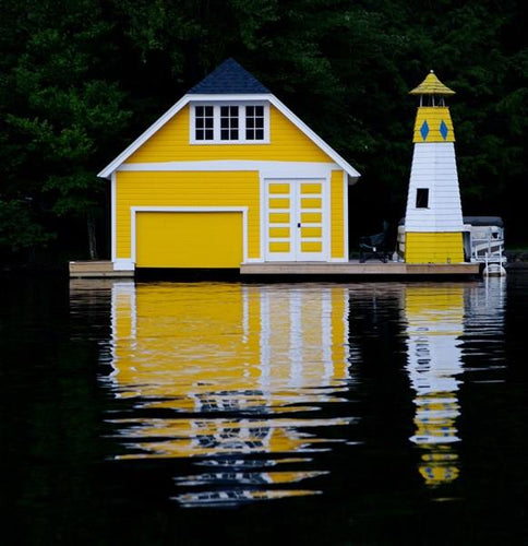 Yellow boathouse photo, 8x10