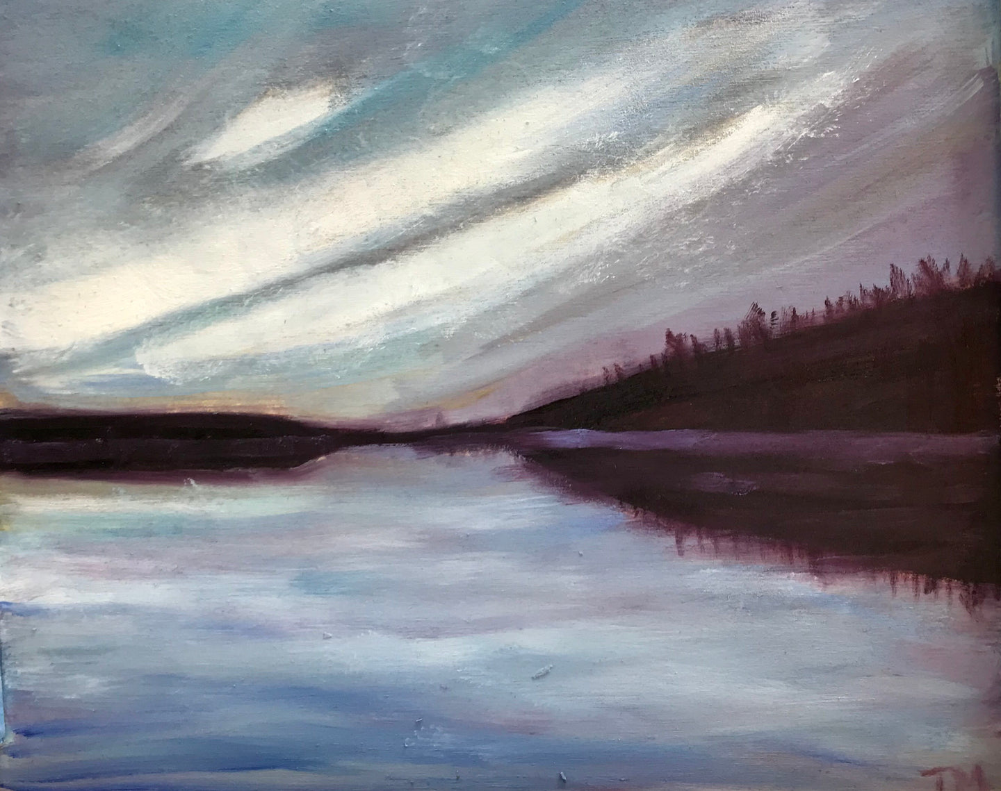 Cache Lake in evening light, Plein air sketch
