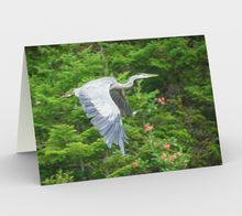 Load image into Gallery viewer, Blue heron stationary card, set of 3