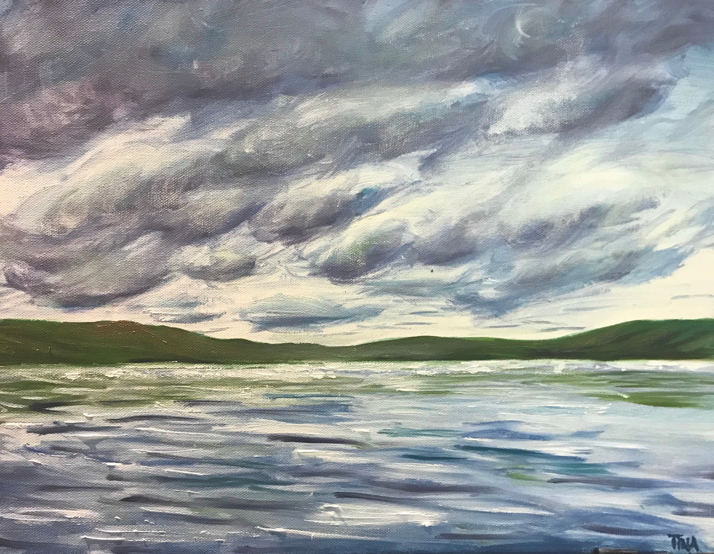 Oil painting of a cloudy sky in Algonquin