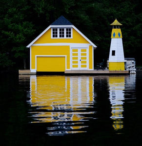 Yellow boathouse photo, 8x10